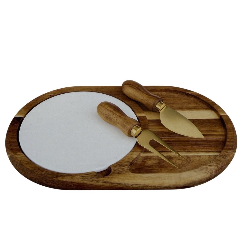 Twine Living Co Gourmet Wood & Ceramic Cheese Board Gift Set –‎ New